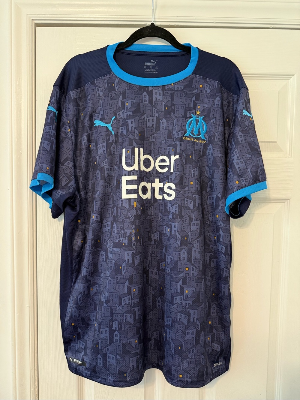Puma Marseille Away Football Jersey in Navy with Light Blue Trim